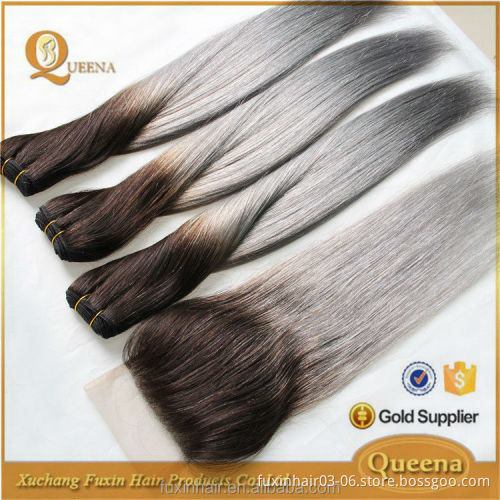 Human Hair Weaving Wig Non-remy Hair Silky Straight Wave Machine Grey Silver Brazilian Hair Extension Tangle Free ,no Shedding